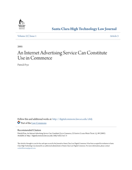 An Internet Advertising Service Can Constitute Use in Commerce Patrick Frye