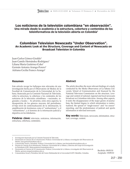 Los Noticieros De La Televisión Colombiana “En Observación”