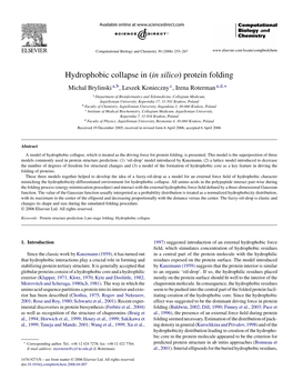 Hydrophobic Collapse In