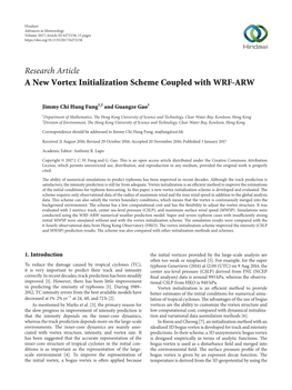 Research Article a New Vortex Initialization Scheme Coupled with WRF-ARW