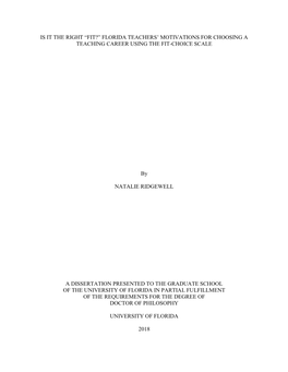 University of Florida Thesis Or Dissertation Formatting