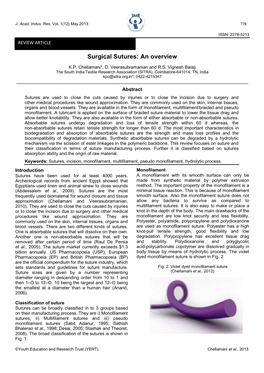 Surgical Sutures: an Overview