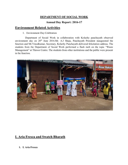 Environment Related Activities L Aria Fresca and Swatch Bharath