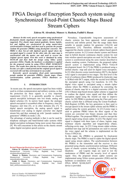 FPGA Design of Encryption Speech System Using Synchronized Fixed-Point Chaotic Maps Based Stream Ciphers