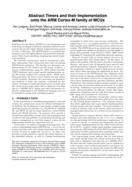 Abstract Timers and Their Implementation Onto the ARM Cortex-M Family of Mcus