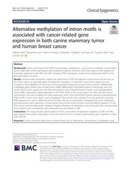 Alternative Methylation of Intron Motifs Is Associated with Cancer-Related