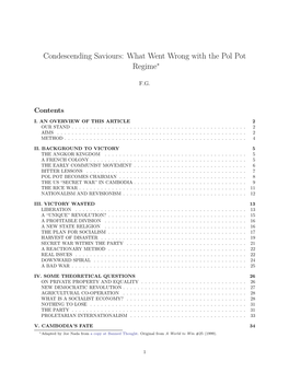 Condescending Saviours: What Went Wrong with the Pol Pot Regime∗