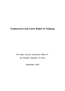 Employment and Labor Rights in Xinjiang