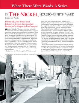 When There Were Wards: a Series in the Nickel, Houston's Fifth Ward
