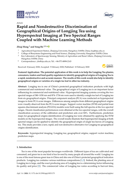 Rapid and Nondestructive Discrimination of Geographical