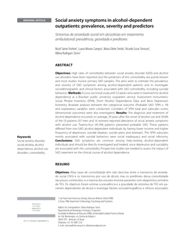 Social Anxiety Symptoms in Alcohol-Dependent Outpatients: Prevalence, Severity and Predictors