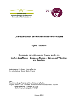 Characterization of Colmated Wine Cork Stoppers