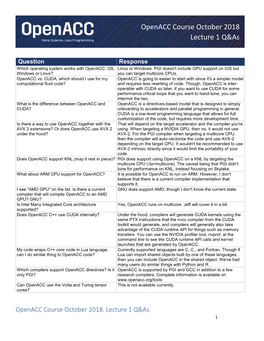 Openacc Course October 2018 Lecture 1 Q&As