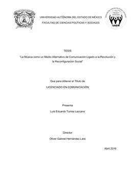 TESIS “La Música Como Un Medio Alternativo De Comunicación