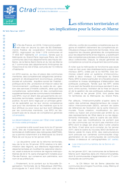 Les Réformes Territoriales Et Ses Implications Pour La Seine-Et-Marne