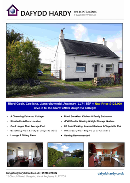 Rhyd Goch, Coedana, Llanerchymedd, Anglesey LL71 8EP New Price