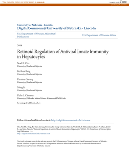 Retinoid Regulation of Antiviral Innate Immunity in Hepatocytes Noell E