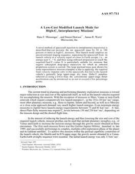 AAS 97-711 a Low-Cost Modified Launch Mode for High-C3