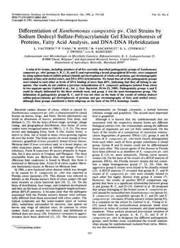 Differentiation of Xanthomonas Campestris Pv. Citri Strains By