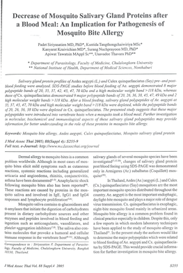 Decrease of Mosquito Salivary Gland Proteins After a Blood Meal: an Implication for Pathogenesis of Mosquito Bite Allergy