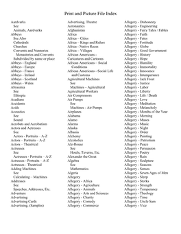 Print and Picture File Index