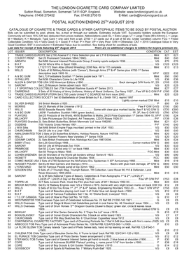 THE LONDON CIGARETTE CARD COMPANY LIMITED Sutton Road, Somerton, Somerset TA11 6QP, England