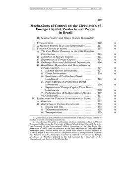 Mechanisms of Control on the Circulation of Foreign Capital, Products and People in Brazil