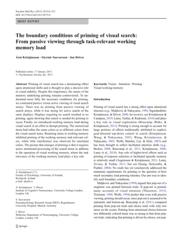 The Boundary Conditions of Priming of Visual Search: from Passive Viewing Through Task-Relevant Working Memory Load