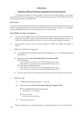 Temporary Traffic and Transport Arrangement at Tai Tong, Yuen Long