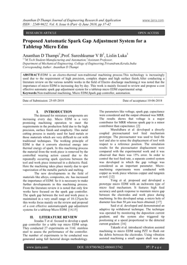 Proposed Automatic Spark Gap Adjustment System for a Tabletop Micro Edm