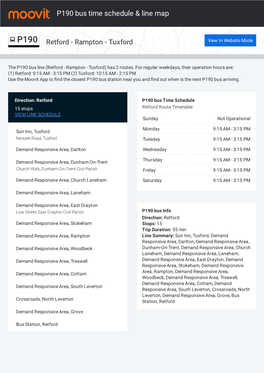 P190 Bus Time Schedule & Line Route