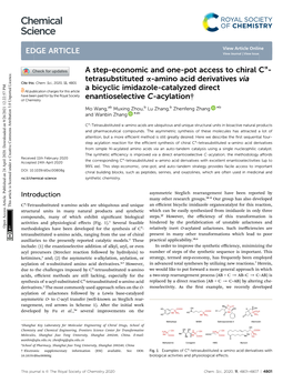 A Step-Economic and One-Pot Access to Chiral Cα-Tetrasubstituted Α