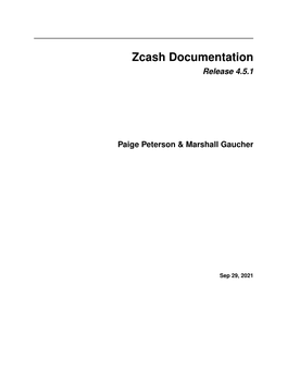 Zcash Documentation Release 4.5.1