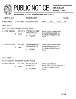 Broadcast Actions 12/1/2014