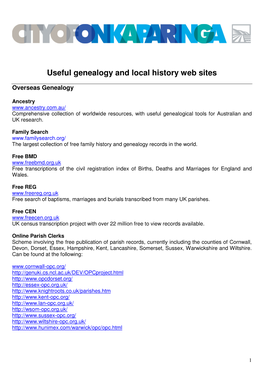 Useful Genealogy and Local History Web Sites