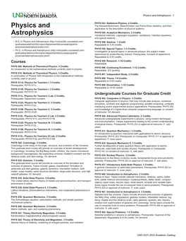 Physics and Astrophysics - 1