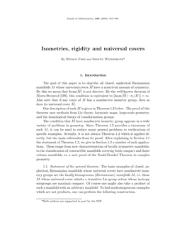 Isometries, Rigidity and Universal Covers