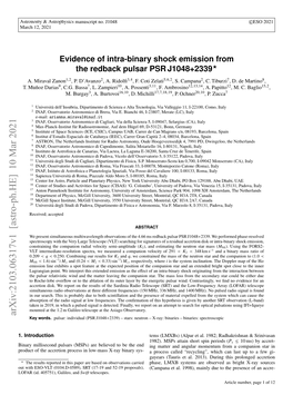 Evidence of Intra-Binary Shock Emission from the Redback Pulsar PSR J1048+2339? A