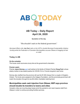 AB Today – Daily Report April 24, 2020