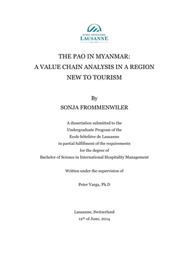 The Pao in Myanmar: a Value Chain Analysis in a Region New to Tourism