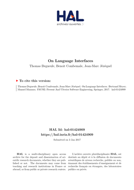 On Language Interfaces Thomas Degueule, Benoit Combemale, Jean-Marc Jézéquel