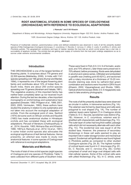 Root Anatomical Studies in Some Species of Coelogyneae (Orchidaceae) with Reference to Ecological Adaptations