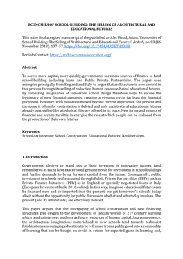 Economies of School-Building: the Selling of Architectural and Educational Futures