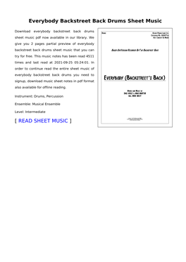 Everybody Backstreet Back Drums Sheet Music