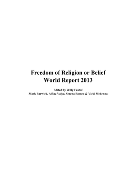 Freedom of Religion Or Belief World Report 2013