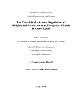 The Church in the Square: Negotiations of Religion and Revolution at an Evangelical Church in Cairo, Egypt