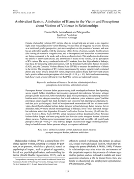 Ambivalent Sexism, Attribution of Blame to the Victim and Perceptions About Victims of Violence in Relationships