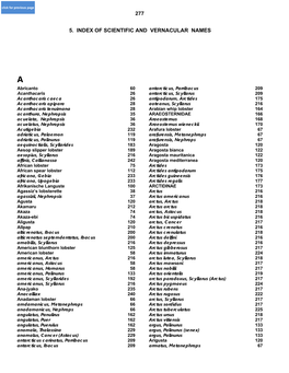 5. Index of Scientific and Vernacular Names