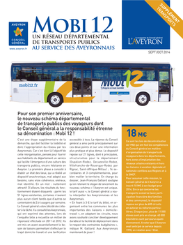 Mobi 12 Un Réseau Départemental Le Magazine Du Conseil Général De Transports Publics L’Aveyron Au Service Des Aveyronnais SEPT /OCT 2014