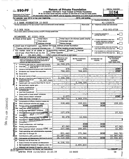 990-PF Or Section 4947 (A)(1) Trust Treated As Private Foundation Do Not Enter Social Security Numbers on This Form As It May Be Made Public